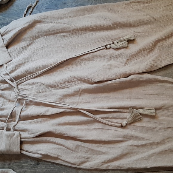 Ladies lace accent boho free people long sleeved synch waistband jumpsui… - Picture 16 of 17